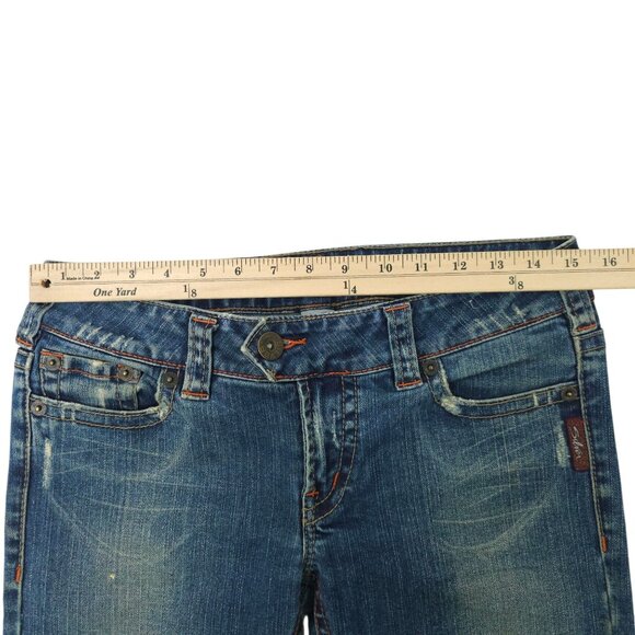 Silver Jeans Tuesday Flare Denim READ Womens 30x30.5 Low Rise Distressed - Picture 3 of 16